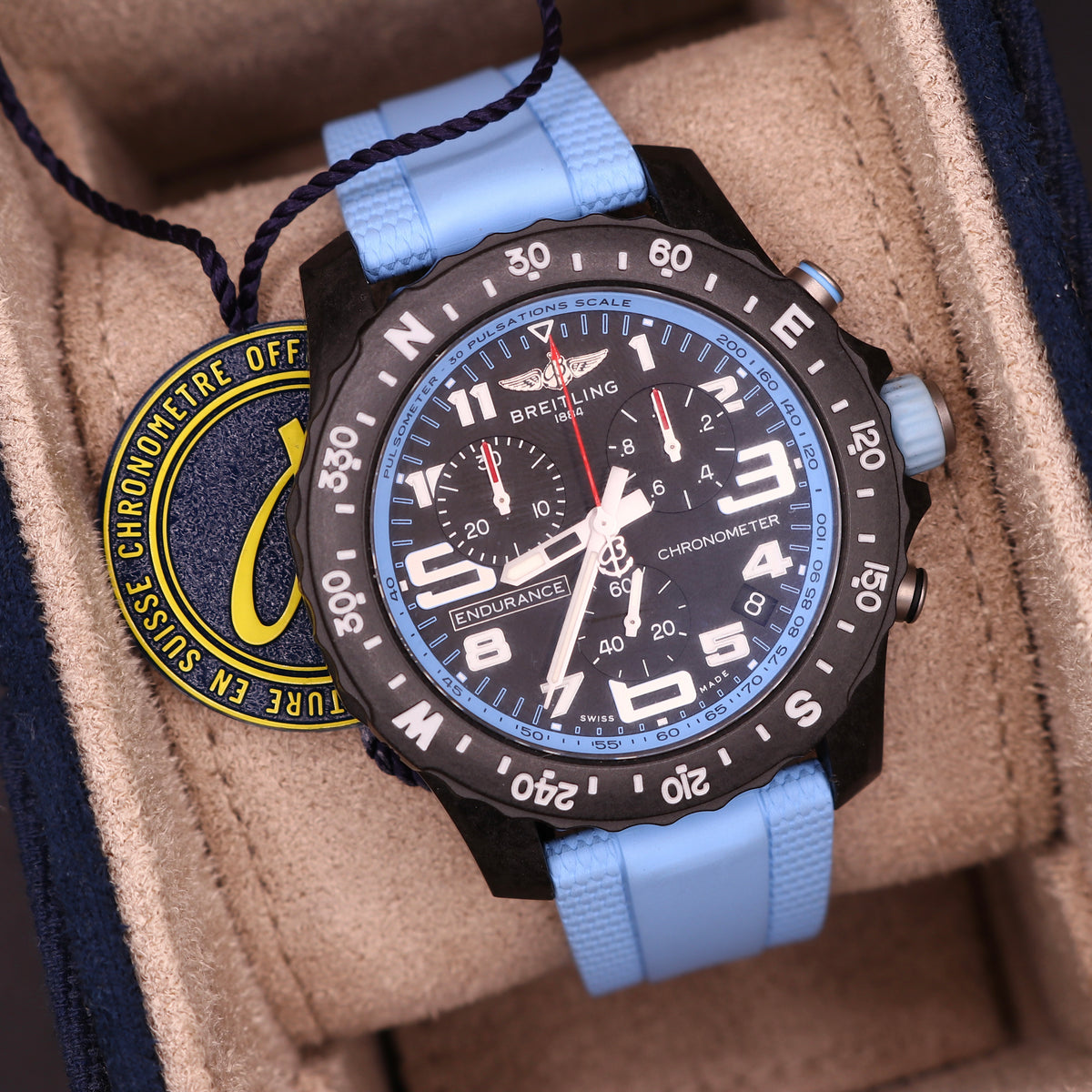 New Shape Breitling Endurance Pro - Baby Blue - Warranty28 - Full Set - PX