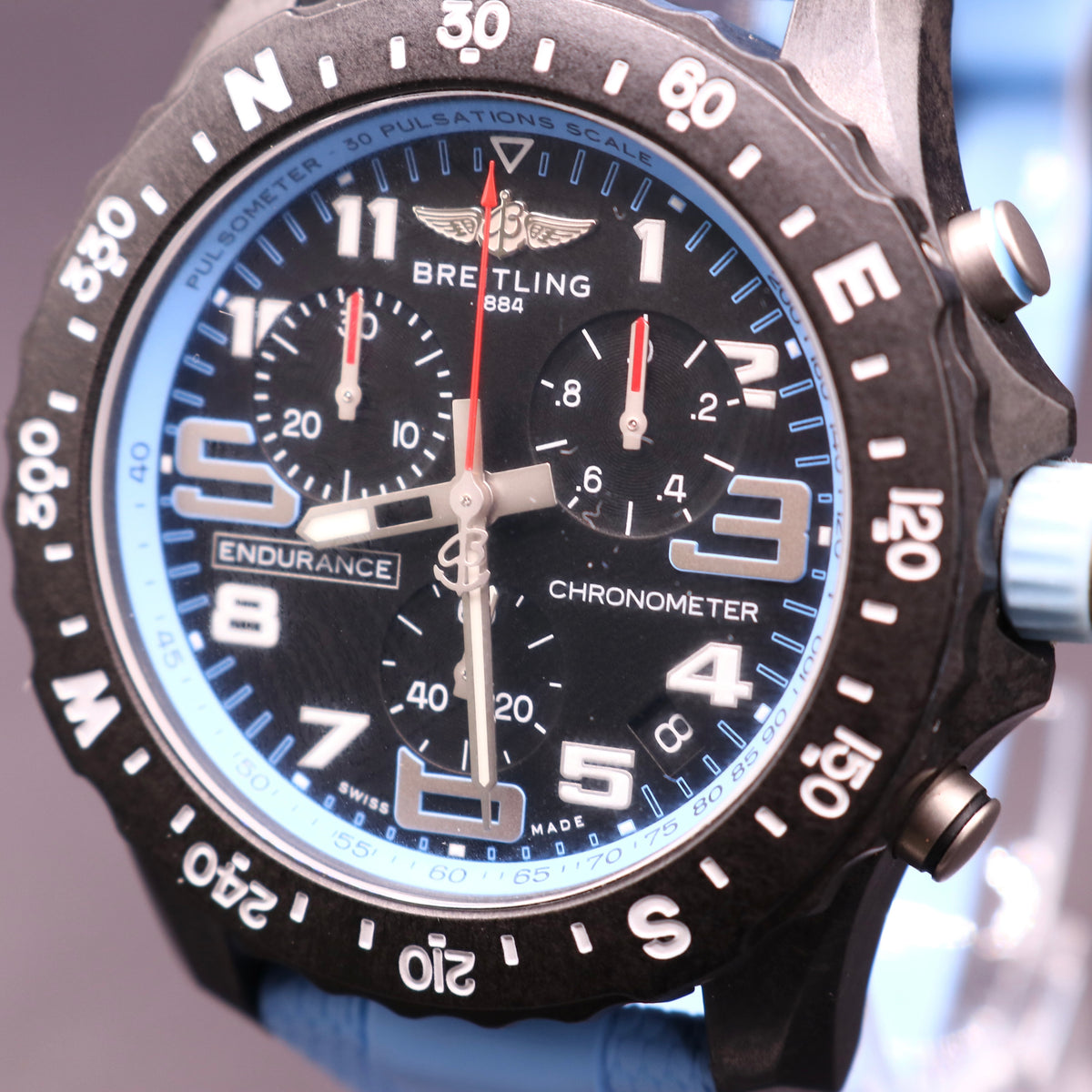New Shape Breitling Endurance Pro - Baby Blue - Warranty28 - Full Set - PX